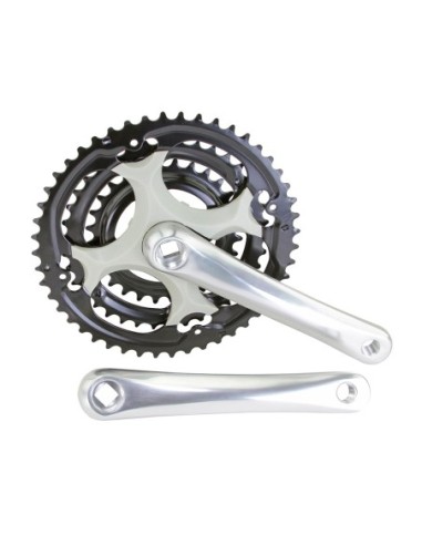 Alloy Crankset 48/38/28T Black/Silver.